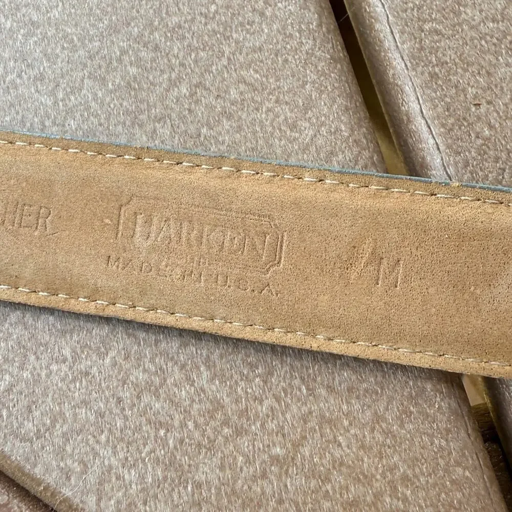 Harken Cream Leather Belt with Silver Buckle Med